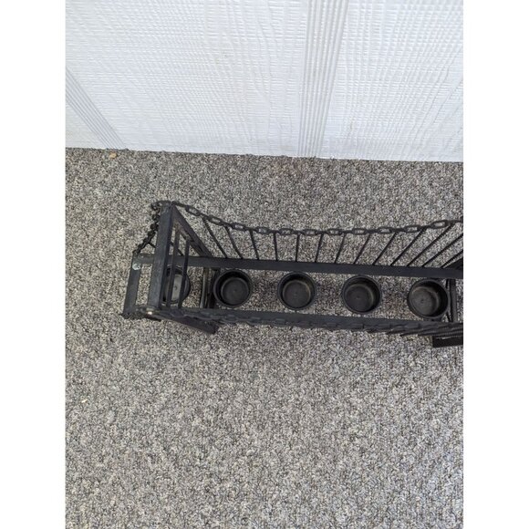 Suspension Bridge 10 Tealight Holder Table Decor Metal Black 32" 3 Towers - Picture 8 of 11